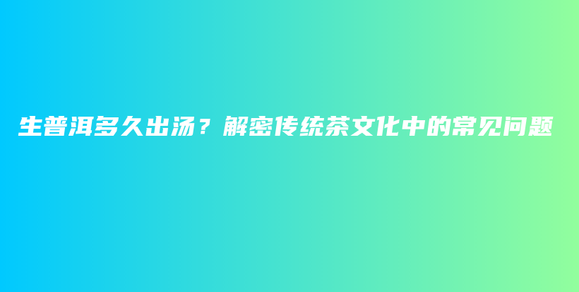生普洱多久出湯？解密傳統(tǒng)茶文化中的常見問題插圖