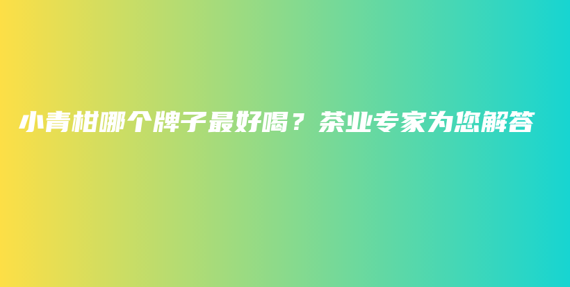 小青柑哪個牌子最好喝？茶業(yè)專家為您解答插圖