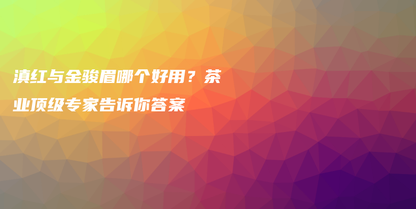 滇紅與金駿眉哪個好用？茶業(yè)頂級專家告訴你答案插圖