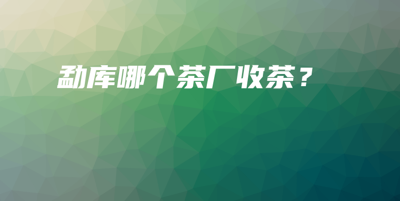 勐庫哪個茶廠收茶？插圖