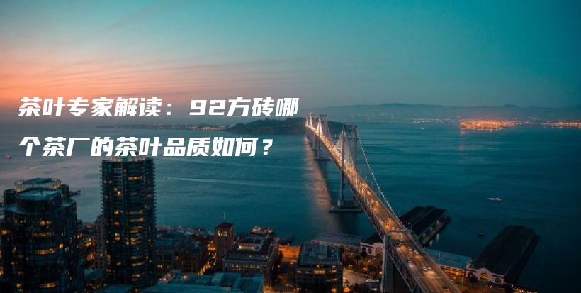 茶葉專家解讀：92方磚哪個茶廠的茶葉品質(zhì)如何？插圖