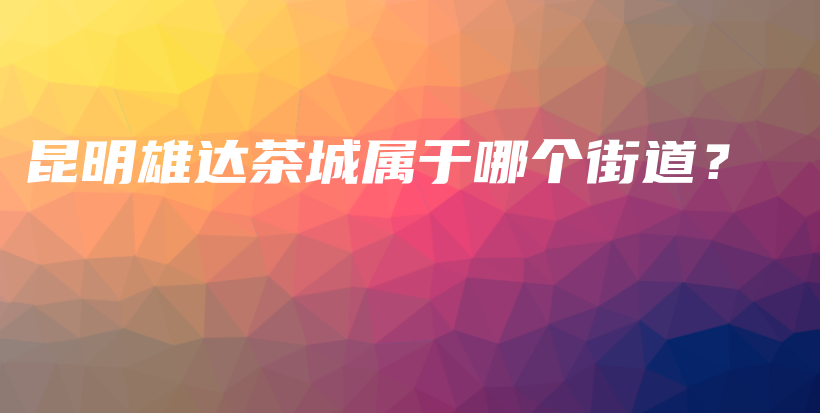 昆明雄達(dá)茶城屬于哪個(gè)街道？插圖