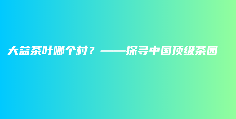 大益茶葉哪個村？——探尋中國頂級茶園插圖