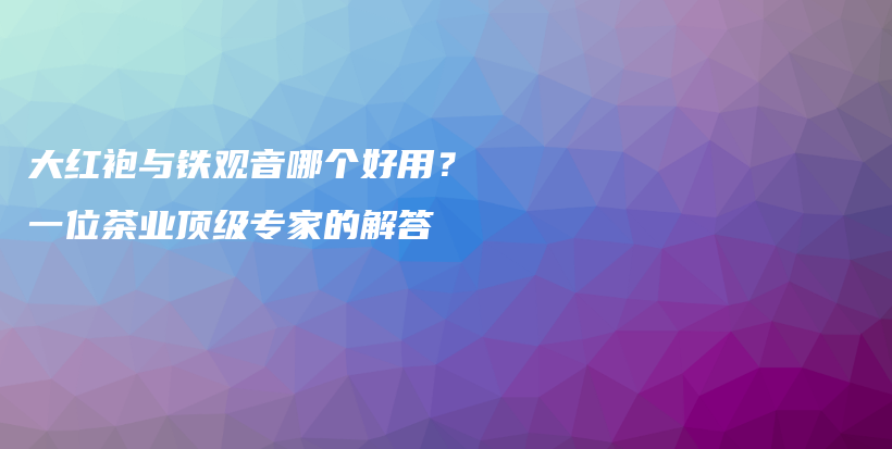 大紅袍與鐵觀音哪個好用？一位茶業(yè)頂級專家的解答插圖