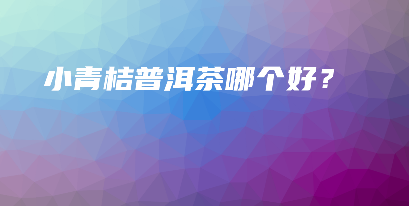 小青桔普洱茶哪個好？插圖
