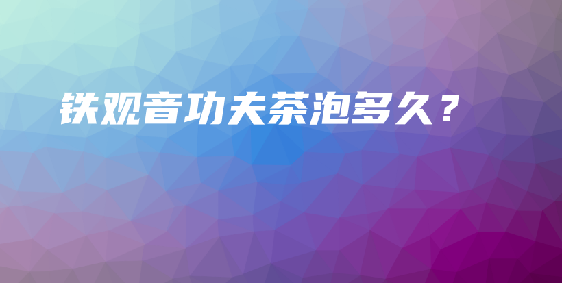 鐵觀音功夫茶泡多久？插圖
