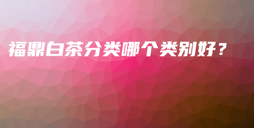 福鼎白茶分類(lèi)哪個(gè)類(lèi)別好？插圖