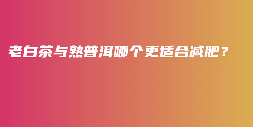 老白茶與熟普洱哪個更適合減肥？插圖
