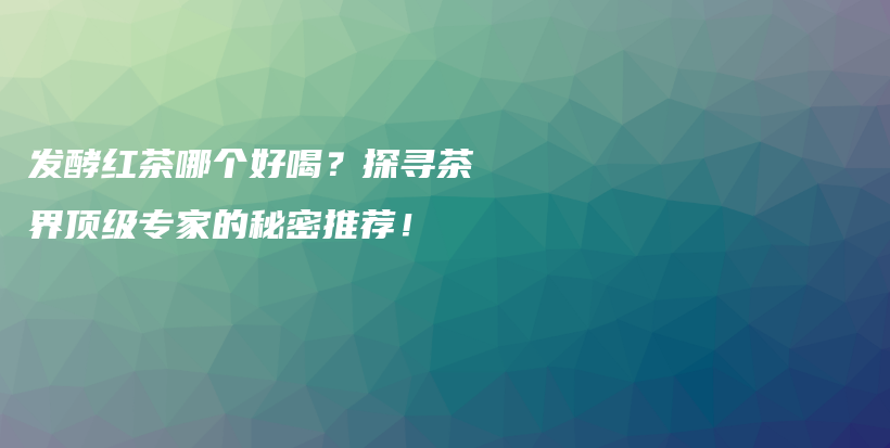 發(fā)酵紅茶哪個(gè)好喝？探尋茶界頂級專家的秘密推薦！插圖
