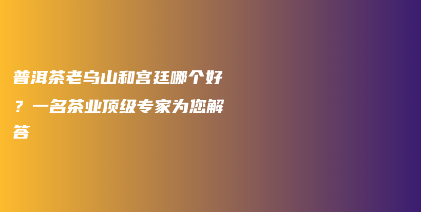 普洱茶老烏山和宮廷哪個好？一名茶業(yè)頂級專家為您解答插圖