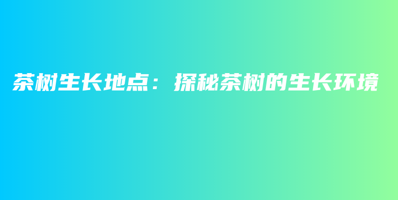 茶樹生長(zhǎng)地點(diǎn)：探秘茶樹的生長(zhǎng)環(huán)境插圖