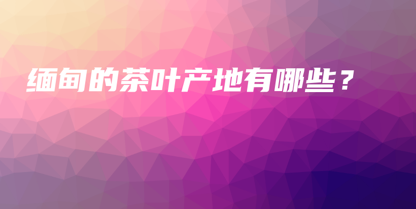 緬甸的茶葉產(chǎn)地有哪些？插圖