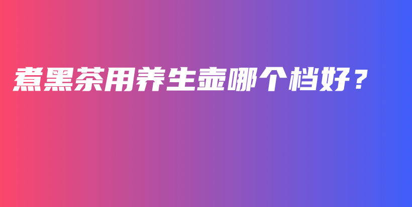 煮黑茶用養(yǎng)生壺哪個(gè)檔好？插圖