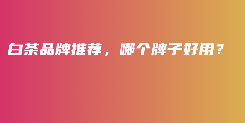 白茶品牌推薦，哪個牌子好用？插圖