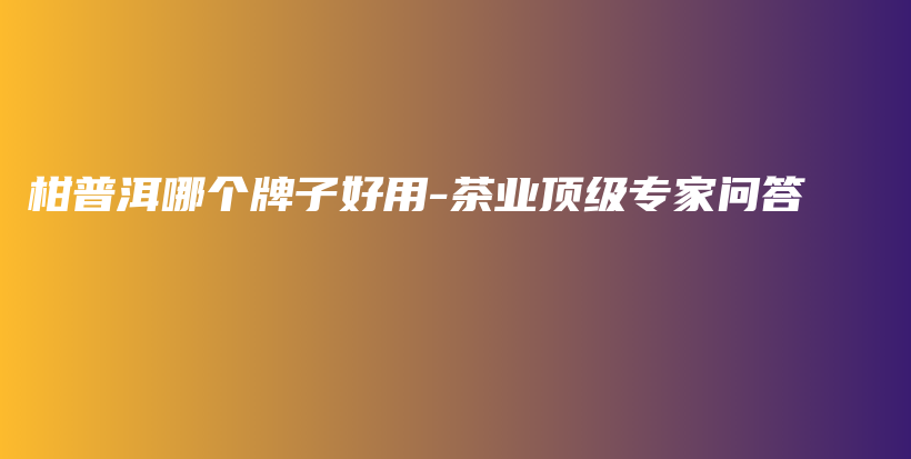柑普洱哪個牌子好用-茶業(yè)頂級專家問答插圖