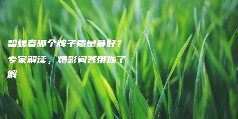 碧螺春哪個(gè)牌子質(zhì)量最好？專家解讀，精彩問(wèn)答帶你了解插圖