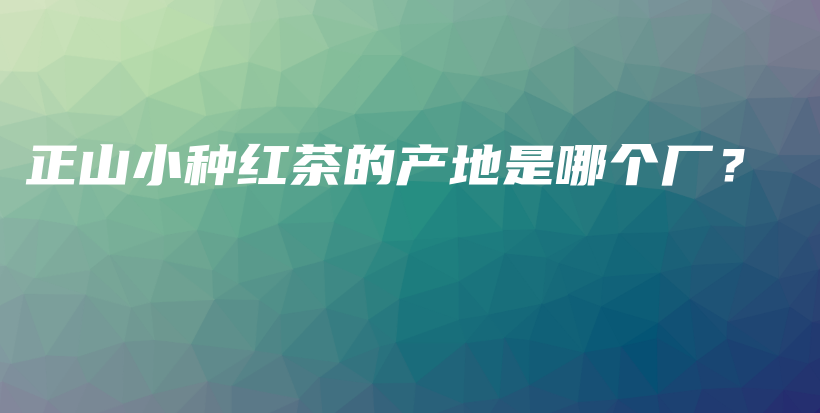 正山小種紅茶的產(chǎn)地是哪個(gè)廠？插圖