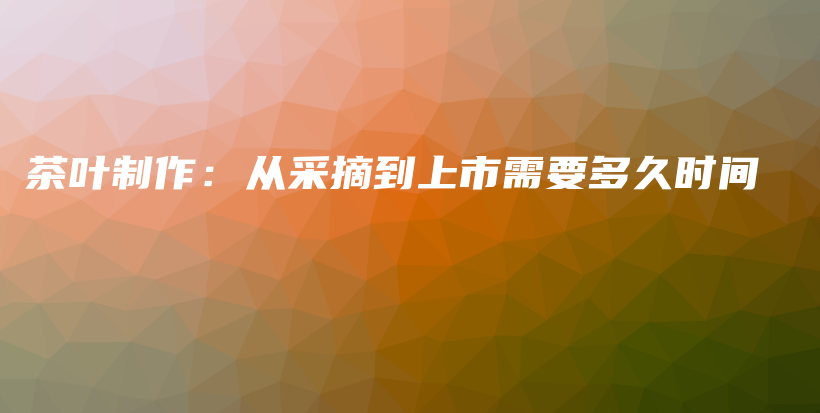 茶葉制作：從采摘到上市需要多久時間插圖