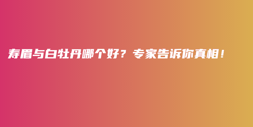 壽眉與白牡丹哪個好？專家告訴你真相！插圖