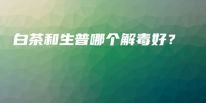 白茶和生普哪個解毒好？插圖