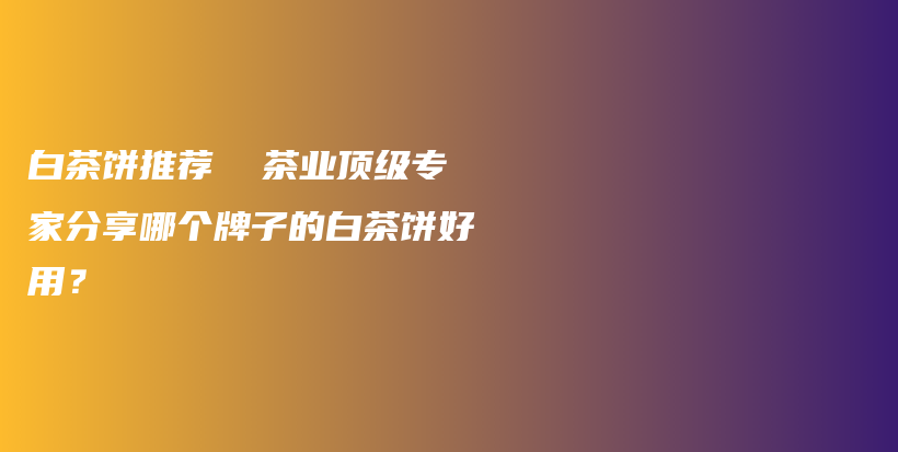 白茶餅推薦  茶業(yè)頂級專家分享哪個牌子的白茶餅好用？插圖
