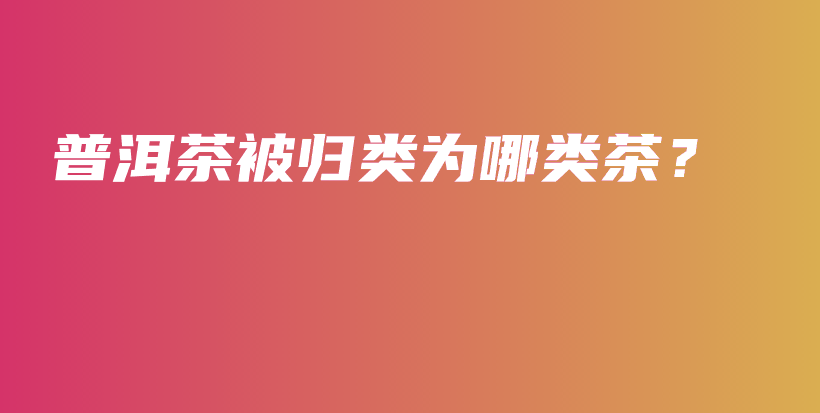 普洱茶被歸類為哪類茶？插圖