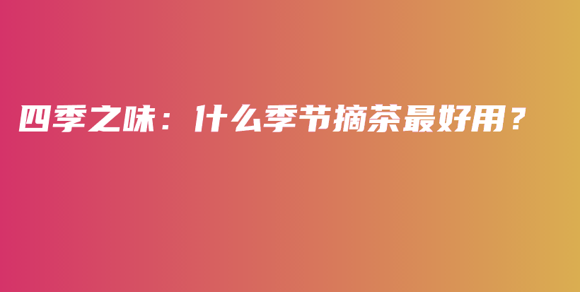 四季之味：什么季節(jié)摘茶最好用？插圖