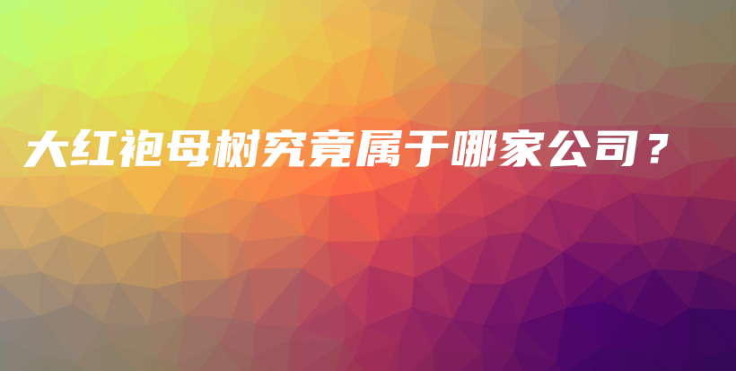 大紅袍母樹究竟屬于哪家公司？插圖