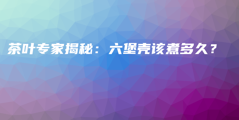 茶葉專家揭秘：六堡殼該煮多久？插圖