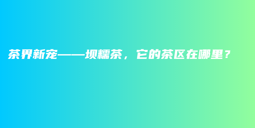 茶界新寵——壩糯茶，它的茶區(qū)在哪里？插圖