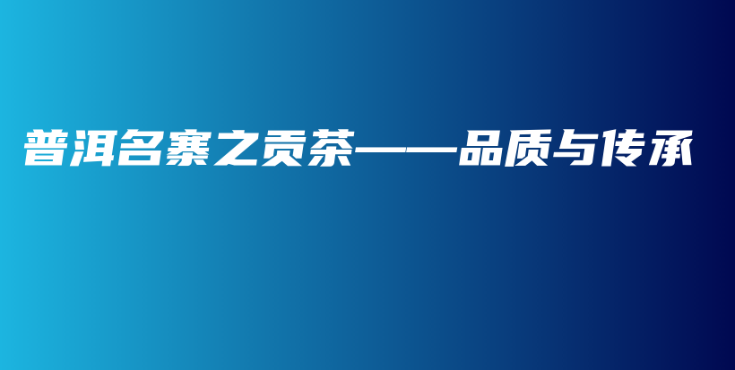 普洱名寨之貢茶——品質與傳承插圖