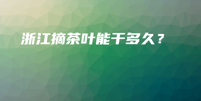 浙江摘茶葉能干多久？插圖
