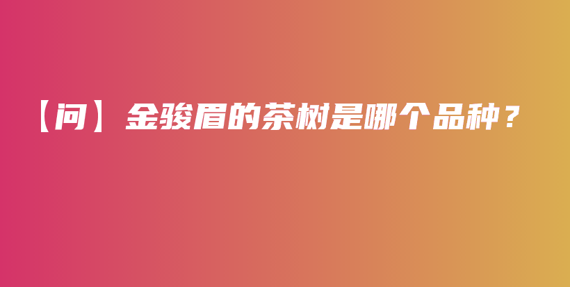 【問】金駿眉的茶樹是哪個品種？插圖