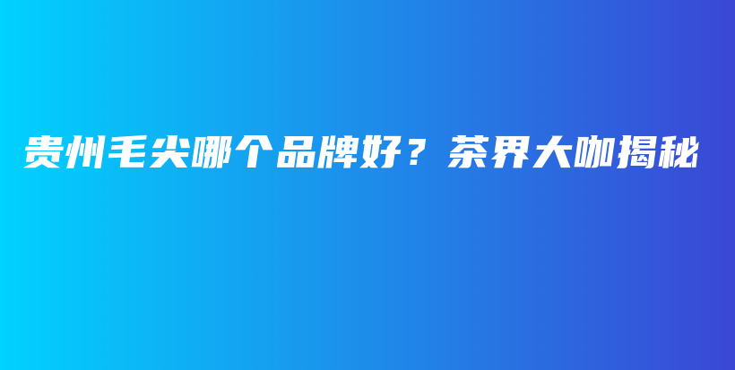 貴州毛尖哪個品牌好？茶界大咖揭秘插圖