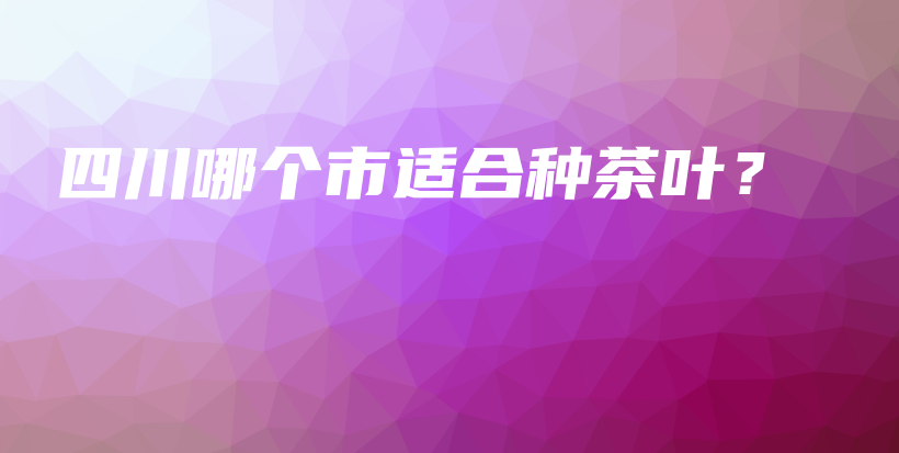 四川哪個市適合種茶葉？插圖