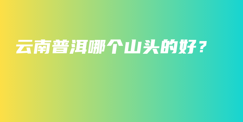 云南普洱哪個山頭的好？插圖