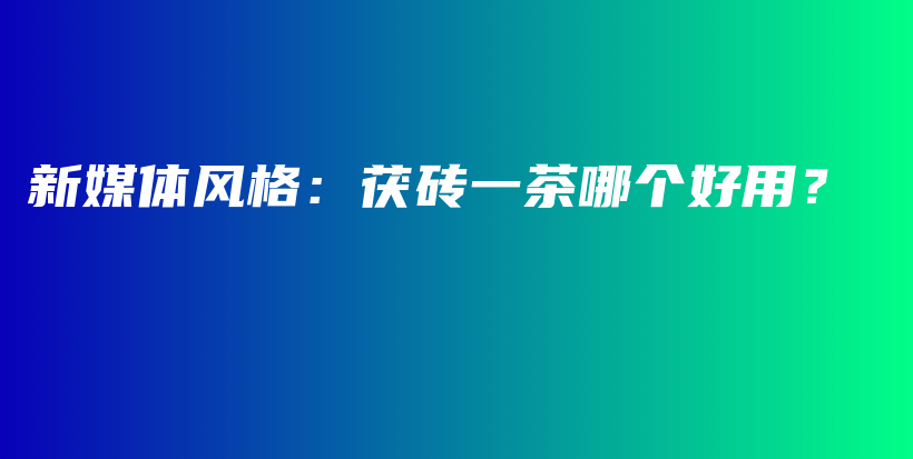 新媒體風(fēng)格：茯磚一茶哪個好用？插圖