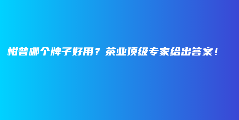 柑普哪個(gè)牌子好用？茶業(yè)頂級專家給出答案！插圖