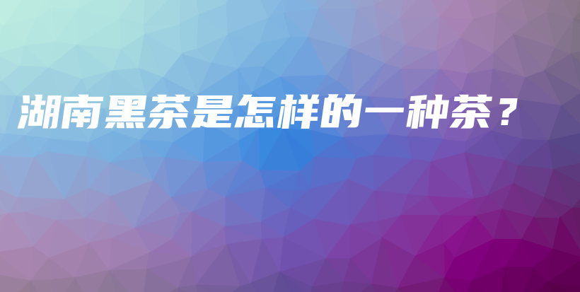 湖南黑茶是怎樣的一種茶？插圖