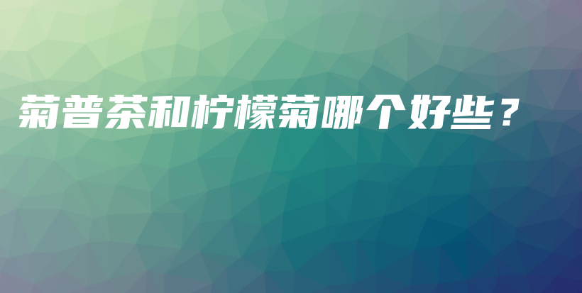 菊普茶和檸檬菊哪個好些？插圖