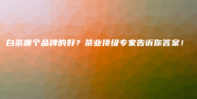 白茶哪個(gè)品牌的好？茶業(yè)頂級(jí)專(zhuān)家告訴你答案！插圖