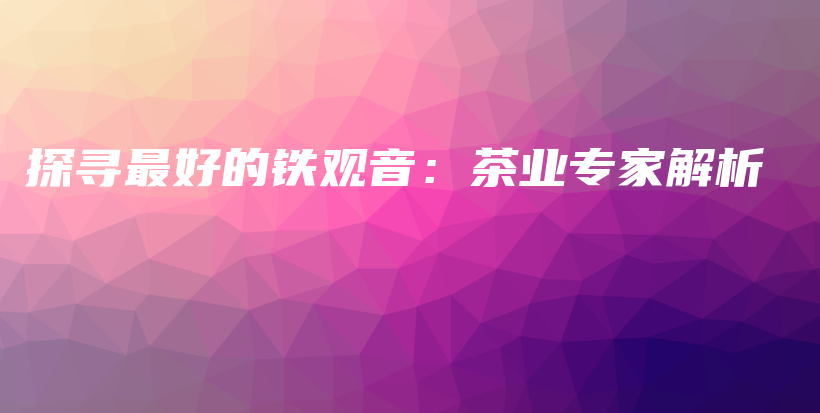 探尋最好的鐵觀音：茶業(yè)專家解析插圖