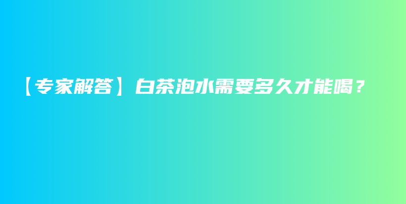【專家解答】白茶泡水需要多久才能喝？插圖