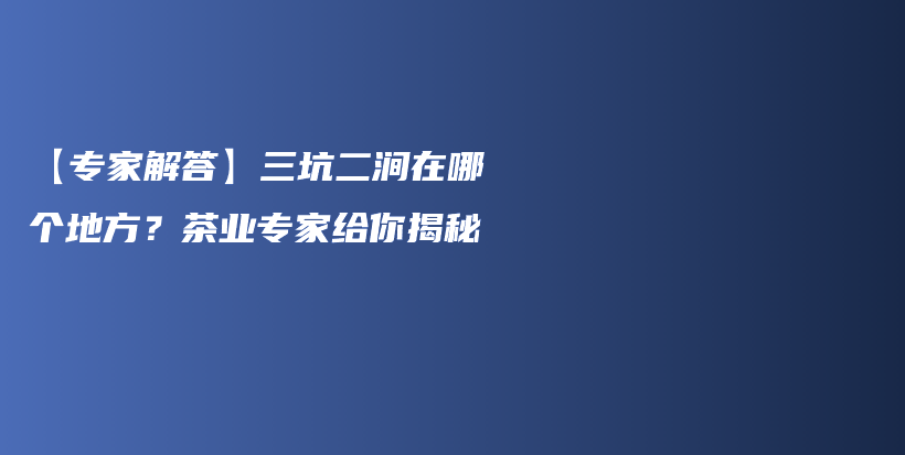 【專家解答】三坑二澗在哪個地方？茶業(yè)專家給你揭秘插圖