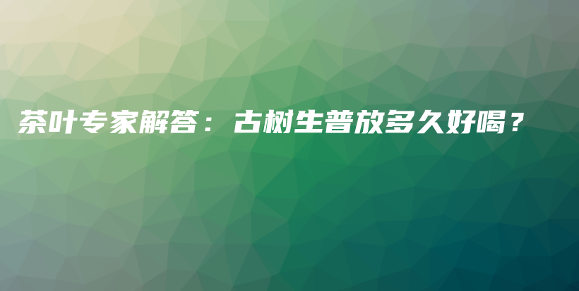 茶葉專家解答：古樹生普放多久好喝？插圖