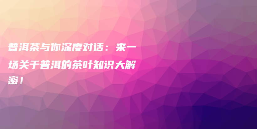 普洱茶與你深度對話：來一場關(guān)于普洱的茶葉知識大解密！插圖