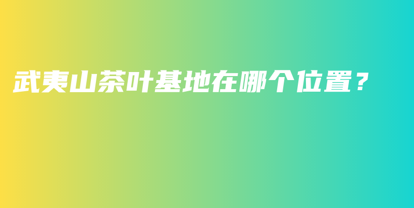 武夷山茶葉基地在哪個(gè)位置？插圖