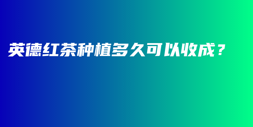 英德紅茶種植多久可以收成？插圖