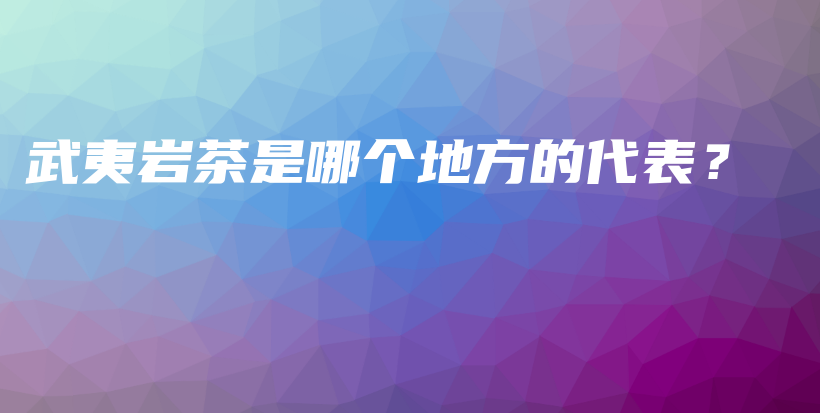 武夷巖茶是哪個地方的代表？插圖