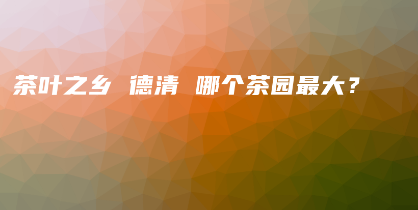 茶葉之鄉(xiāng) 德清 哪個茶園最大？插圖
